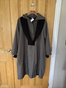 Crea Concept Medium M 40 Khaki Green Black Coat Jacket Long Line New Tags Hood - Picture 1 of 20