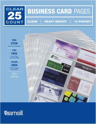 Samsill Business Card Sleeves, 25 Pack Holds 500 8.5" x 11", Clear - Image 1 of 4
