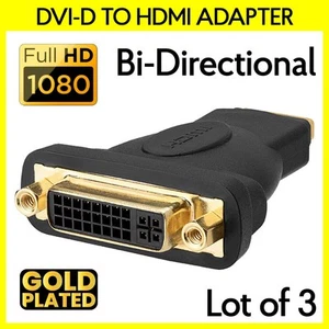 3x DVI-D 24+1 Pin Femmina a HDMI Femmina Adattatore Monitor Connettore TV Convertitore - Foto 1 di 3