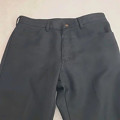 Vintage Lee Black Polyester Pants Men's 36x30 Made in USA (Actual 35x29) VTG  - Image 1 of 4