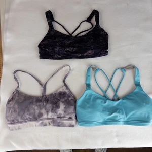 Sujetadores deportivos Lululemon talla 4 lote de 3 azul gris negro corredor espalda tiras - Imagen 1 de 13