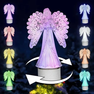 Albero di Natale Angelo Topper,14 Pollici Rotante Multicolore Illuminato Albero di Natale T - Foto 1 di 6