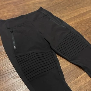 Athleta Headlands Hybrid Moto Tight Ankle Pants Womens 8P Black Stretch Slim - Picture 1 of 13
