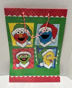 Vtg 2005 Sesame Street Holiday Gift Bag Christmas Elmo Oscar Cookie Big Bird - Picture 1 of 5