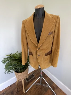 Vtg CORTEFIEL Men's Corduroy Blazer Sport Coat Sz 44L  Spain Leather Ascents - Image 1 of 4