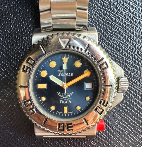 Vintage Squale Tiger 064 Blu Swiss Automatic Dive watch with Locking Bezel 300m