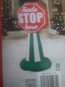 New Santa Stop here sign LED airblown inflatable lights up 3'6" - Picture 1 of 2