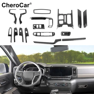 Kit de molduras decorativas de tablero completo interiores de fibra de carbono 18X para Chevrolet Silverado 2022+ - Imagen 1 de 14