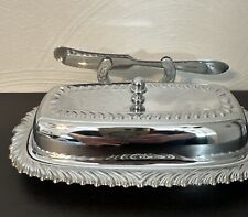 Vintage Butter Dish with Glass Tray & Butter Knife Silver 4 piece set