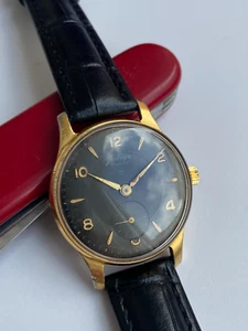 Vintage RARE Men WRIST WATCH POBEDA ПОБЕДА 15 JEWELS CCCP AU BLACK DIAL - Bild 1 von 17