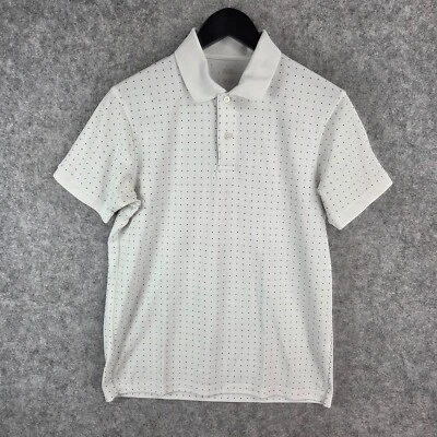 Uniqlo Shirt Mens Medium White Slim Fit Polo Short Sleeve Polka Dot Collared - Image 1 of 4