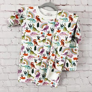 Hanna Andersson Kids' 3 Piece Pajama Set Rainbow Dinosaurs Girl's Size 12 - Picture 1 of 14