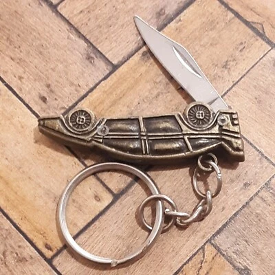 Min Novelty Keychain Knife W/Ring Car Handles Stainless Steel Blade 1.75" Closed - Image 1 of 4