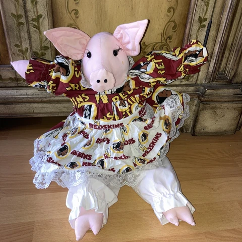 Washington Redskins Mascot Stuffed Animal Hog In prairie Dress With lace Cover