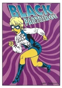 1994 SKYBOX THE SIMPSONS RADIO ACTIVE MAN BLACK PARTRIDGE #R5 BONGO TRADING CARD - Picture 1 of 5