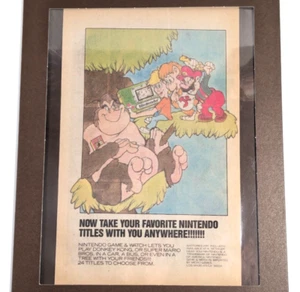 1988 Nintendo Game & Watch Ad w/ Donkey Kong & Mario - Framed 12x9.5 Retro Decor - Picture 1 of 8