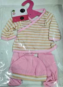 Vestiti per Bambola 40-45 cm Tutina e Cappellino Rosa a Righe Beige Baby Rose - Foto 1 di 1