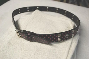 Girls Fashioin Belt BLACK w/ PINK GLITTER STARS Big Rhinestones 1" WIDE Size M/L - Picture 1 of 3