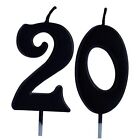 Black 20th Birthday Candle, Number 20 Years Old Candles Cake Topper, Boy Or 