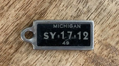 1949 Michigan Disabled Veterans License Tag / DAV / Keychain Fob Plate - Image 1 of 4