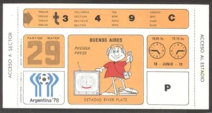 Boleto de prensa Copa Mundial de Fútbol Argentina 1978 #29 sin usar Italia 1 vs Austria 0 - Imagen 1 de 2