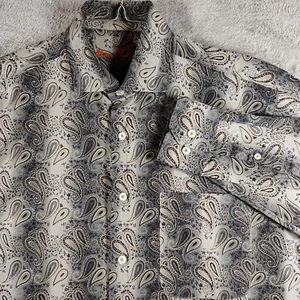 Alan Flusser Shirt Adult M Brown Paisley Long Sleeve Button-up Mens - Picture 1 of 11