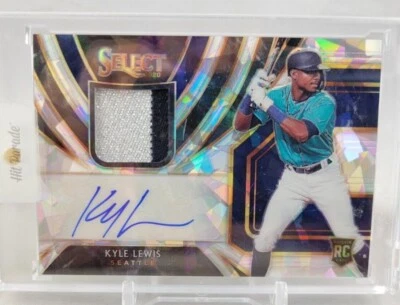 2020 Panini Select Kyle Lewis Seattle RC Rookie Patch Auto Cracked Ice # /25 SSP - Image 1 of 4