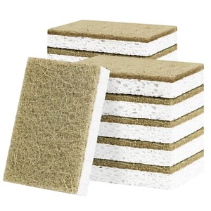 Natural Kitchen Sponges 12 Pack Non Scratch Biodegradable Cleaning Sponges - Picture 1 of 7
