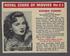 1950 Royal Stars of Movies F291-3 Trading Card #23 Rhonda Fleming