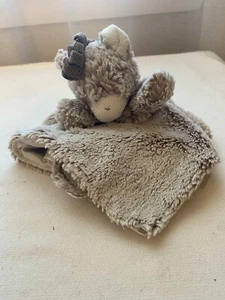 Aurora Baby Donkey Lovey Soft Plush Security Blanket Satin Lining Brown Lovie - Picture 1 of 10
