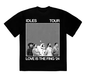 IDLES Love Is The Fing 2024 Official Tour Merch Dateback Black T Shirt M NEW - Picture 1 of 9