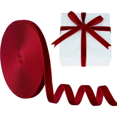 Cinta de terciopelo de 3/8 pulgadas de ancho 10 yardas borde de una cara para regalo de árbol de Navidad Foto 1 de 4