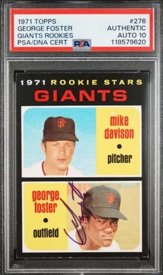 1971 Topps #276 George Foster Signed Rookie Card Autograph RC PSA 10 Auto Reds - Image 1 of 2