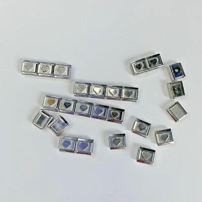 Pulsera de Colección 25 Zoppini Acero Inoxidable En Blanco y Corazón Dije Eslabones Italianos Foto 1 de 4