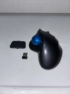 Logitech Logi M570 Wireless Trackball Mouse & Paired Receiver Blue Ball Working - Image 1 of 4