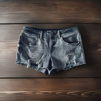 Pantalones cortos SO tiro bajo 13 W31 entrepierna 2 azul desgastado denim para jóvenes Foto 1 de 4