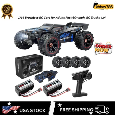1/14 Brushless RC Cars for Adults Fast 60+ mph, RC Trucks 4x4 Offroad - Image 1 of 4
