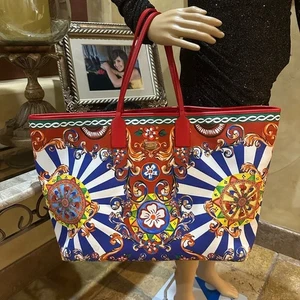 GORGEOUS DOLCE & GABBANA CARRETTO CANVAS TOTE BAG - Picture 1 of 8