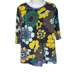 4 Carter's Mod Flower Floral 3/4 Sleeve Casual Pocket Dress Gray Purple Yellow - Picture 1 of 3