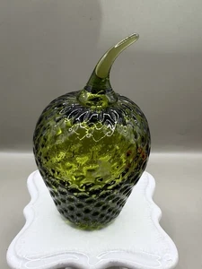 Viking Glass Avocado Green Strawberry With Stem - Picture 1 of 5