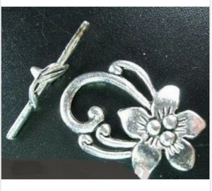 30sets Antiqued Silver flower toggle clasps FC677 For jewelry making - Picture 1 of 2