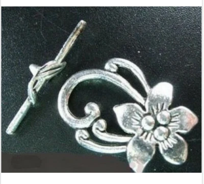 30sets Antiqued Silver flower toggle clasps FC677 For jewelry making - Image 1 of 2