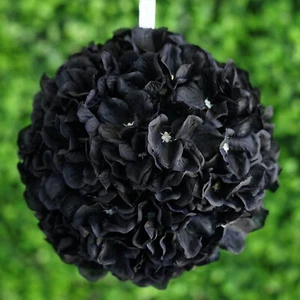 4 Black Hydrangea 7" wide Kissing Balls Wedding Party Bouquets Centerpieces SALE - Picture 1 of 5