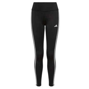 Adidas Leggings Girls Large Black 3-Stripes Elastic Waist Tapered Leg UPS200 - Picture 1 of 10