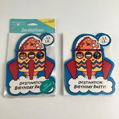 Винтажное приглашение на день рождения астронавта ракета американские поздравления - Изображение 1 из 4