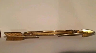 Vintage Arrow Tie Bar Clip Gold Tone with Arrow Feather 3” - Image 1 of 4
