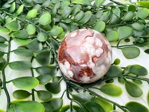 Carnelian Flower Agate Sphere - Flower Agate in Carnelian Crystal Ball - 1.8" - Picture 1 of 10