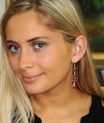 Kate Spade Hancock Park Earrings PINK BLUSH & RED GARNET DROP CHANDELIER LOT 2 - Image 1 of 4