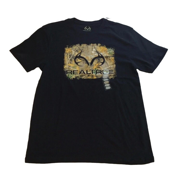 Realtree Men's Short Sleeve Black Graphic T-Shirt Size L