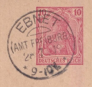 73435) EBNET (AMT FREIBURG) Baden KOS-Stempel 1919 auf Postkarte - Imagen 1 de 3
